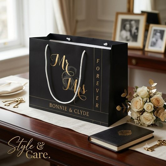 Elegante Mr. & Mrs Forever Large Wedding Geschenkt Große Geschenktüte
