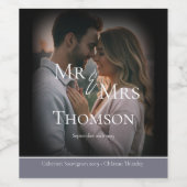 Elegante Mr. & Mrs. Foto düstere graue Winterhochz Weinetikett (Einzelnes Label)