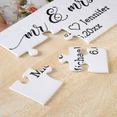 elegante mr & mrs Hochzeit 3 Foto Collage Jig Puzzle (Seite)