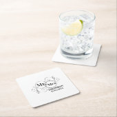 elegante mr & mrs monogramm schwarz-weiße Hochzeit Rechteckiger Pappuntersetzer (Vor Ort)