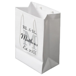 Elegante Mr und Mrs Neuvermählte Chic-Typografie Mittlere Geschenktüte