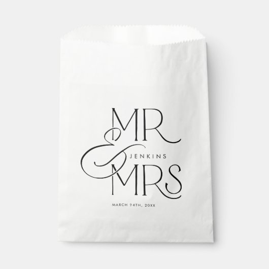 Elegante Mr. und Mrs. Personalisiert Wedding Geschenktütchen (Vorderseite)