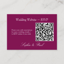 Elegante Mulberry QR Code Website RSVP Card