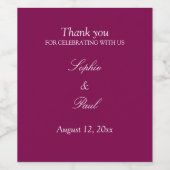 Elegante Mulberry Wedding Wine Labels Weinetikett (Einzelnes Label)