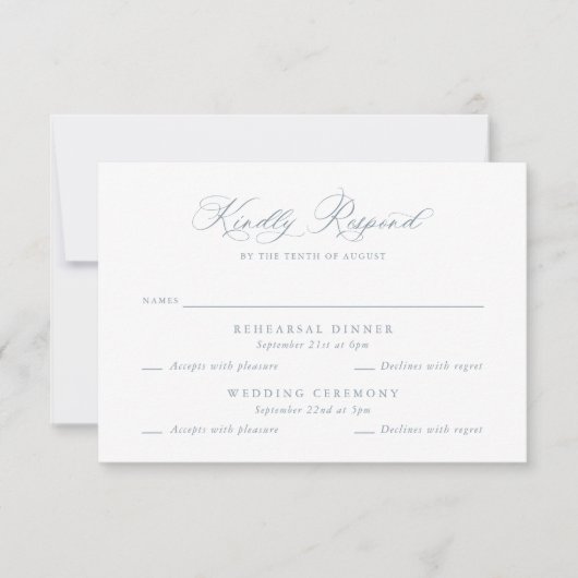 Elegante Multi Event Wedding Probe RSVP Card Einladung (Vorderseite)