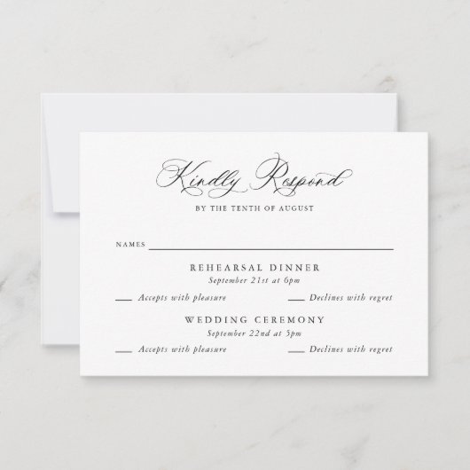 Elegante Multi Event Wedding Probe RSVP Card Einladung (Vorderseite)