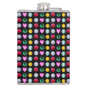 Elegante Multicolor Edelsteine auf schwarz Flachmann (Rückseite)