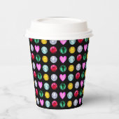 Elegante Multicolor Edelsteine auf schwarz Pappbecher (Links)