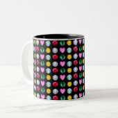 Elegante Multicolor Edelsteine auf schwarz Zweifarbige Tasse (Vorderseite Links)