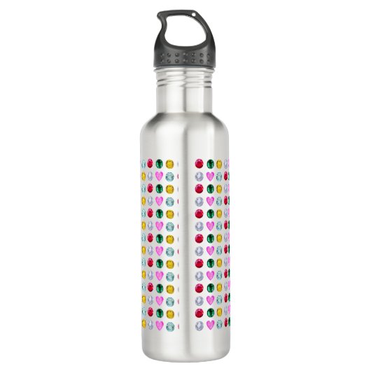 Elegante Multicolor Gemstones Edelstahlflasche (Rückseite)