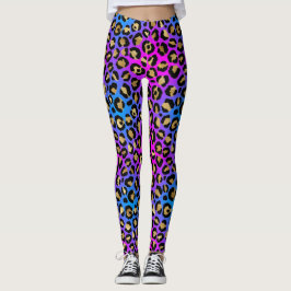 Elegante Multicolor Neon Leopard Tierdrucke Leggings