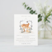 Elegante Mum Deer Fawn Floral Wappen Baby Shower Postkarte (Stehend Vorderseite)