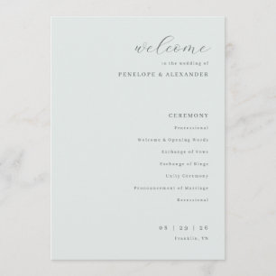Elegante Münz-Typografische Hochzeit Programm