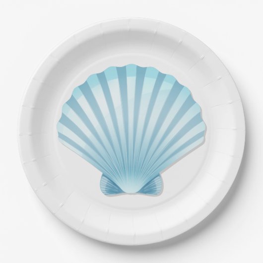 Elegante Muschel Beach Nautical Blue Wedding Pappteller (Vorderseite)