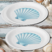 Elegante Muschel Beach Nautical Blue Wedding Pappteller