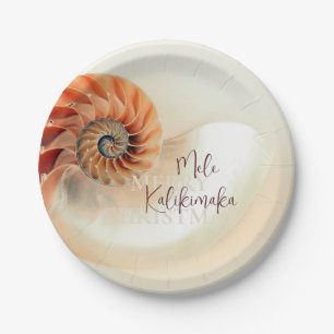 Elegante Muschel Mele Kalikimaka FOTO Pappteller