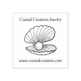 Elegante Muschel mit Pearl Line Art Logo Gummistempel