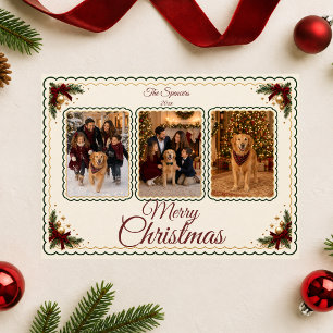 Elegante Muschelförmige Weihnachts-Familienfoto-Co Feiertagskarte
