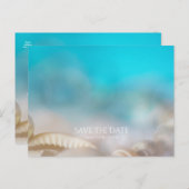 Elegante Muscheln Blau tropisch Save the Date Ankündigungspostkarte (Vorne/Hinten)