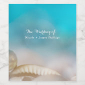 Elegante Muscheln Blaue Tropen Wein Etiketten (Einzelnes Label)