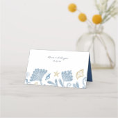 Elegante Muscheln, Sand, & Beach Einzigartige Hoch Platzkarte (Rückseite)