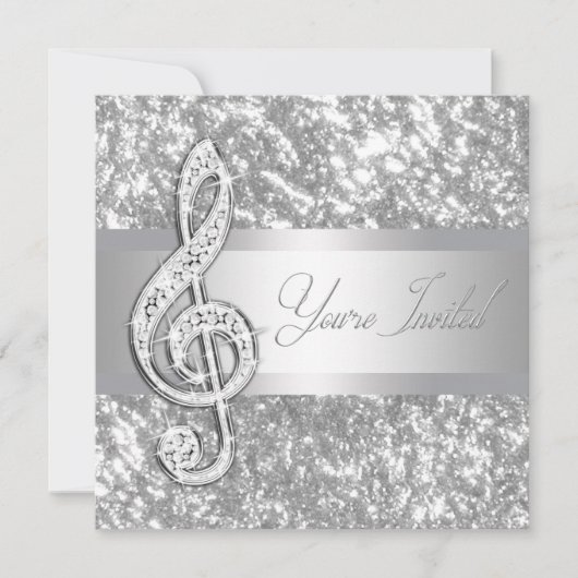 Elegante Music Treble Clef Einladung (Vorderseite)
