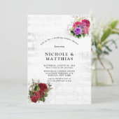 Elegante Musical Floral Wedding Couples Dusche Einladung (Stehend Vorderseite)