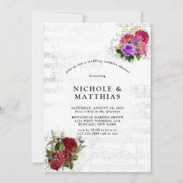 Elegante Musical Floral Wedding Couples Dusche Einladung