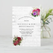 Elegante Musical Floral Wedding Couples Dusche Einladung (Stehend Vorderseite)