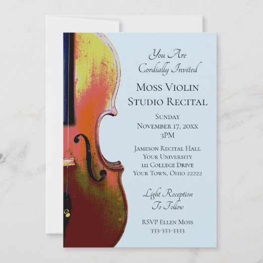 Elegante Musical Violin Erwägung Einladung (Vorderseite)