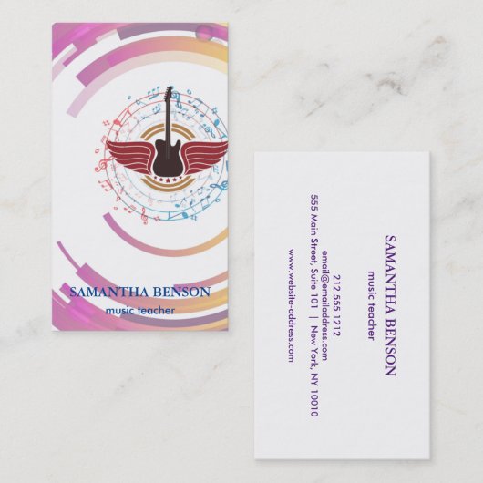 Elegante Musician Visitenkarte mit Musiknote (Vorne/Hinten)