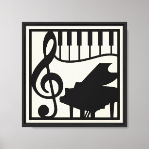 Elegante Musik Klavier Keyboard Notenschlüssel Sty Leinwanddruck