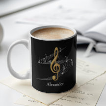 Elegante Musik Treble Clef Schwarzes Gold Personal