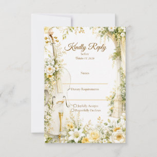 Elegante musikalische Gartenhochzeit RSVP Karte