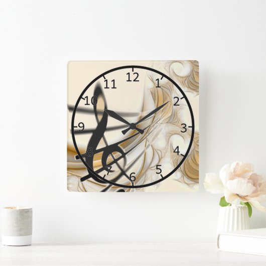 Elegante musikalische Note Quadratische Wanduhr (Zuhause)