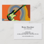 Elegante Musiklehrer Guitar Musical Business Card Visitenkarte (Vorne/Hinten)