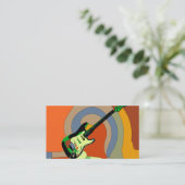 Elegante Musiklehrer Guitar Musical Business Card Visitenkarte (Stehend Vorderseite)