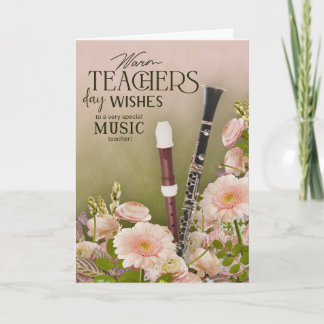Elegante Musiklehrers Tag Floralkarte Karte