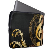 Elegante Musiknote aus schwarzem Gold Laptopschutzhülle (Vorne Rechts)