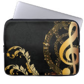 Elegante Musiknote aus schwarzem Gold Laptopschutzhülle (Vorderseite)