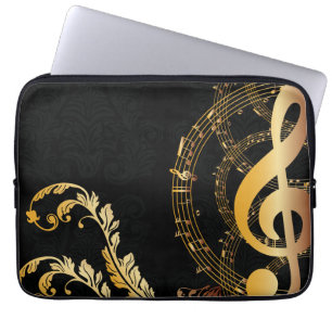 Elegante Musiknote aus schwarzem Gold Laptopschutzhülle