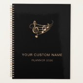 Elegante Musiknoten Gold Black Singer Jährlich Planer (Vorderseite)