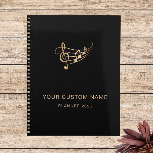 Elegante Musiknoten Gold Black Singer Jährlich Planer