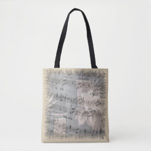 Elegante Musiknoten in Blau und Beige Tasche
