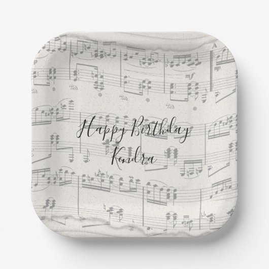 Elegante Musiknoten mit Script Paper-Tellern Pappteller (Vorderseite)