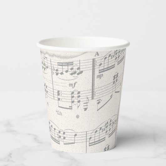 Elegante Musiknoten mit Skript Pappbecher (Rückseite)