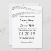 Elegante Musiknoten Musikhochzeit Einladung (Vorderseite)