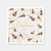 Elegante Musiknoten Violin Frohe Weihnachtsschrift Serviette (Vorderseite)
