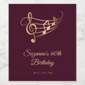 Elegante Musiknoten zum Geburtstag Weinetikett (Einzelnes Label)