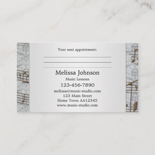 Elegante Musikunterricht Termine Visitenkarten (Rückseite)